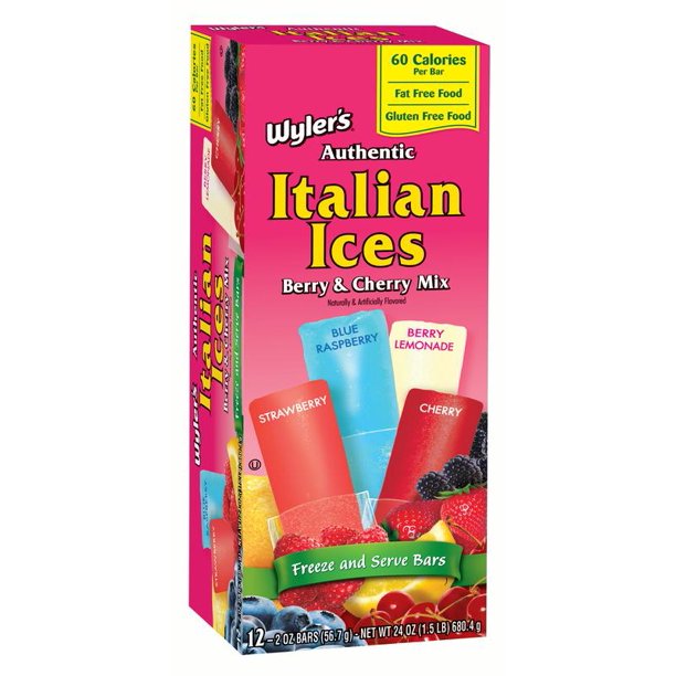 Wyler's Italian Ice Berries and Cherries Freezer Pops, 2 Oz., 12 Count