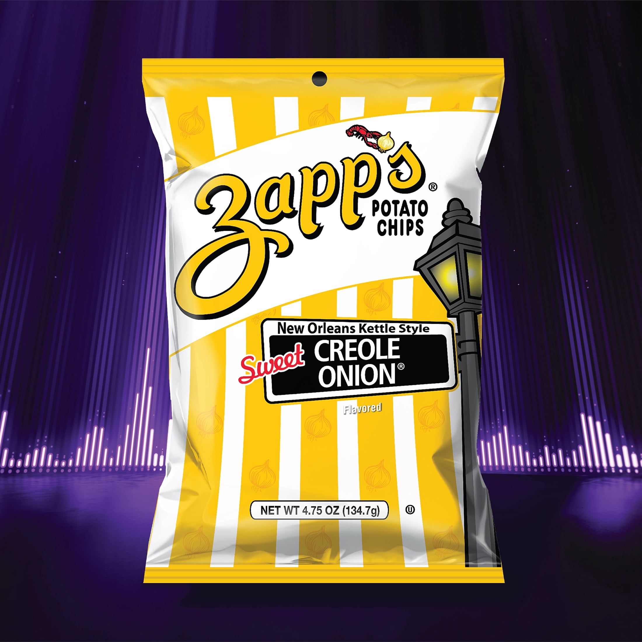 Zapp's Sweet Creole Onion New Orleans Kettle Style Potato Chips, Gluten-Free, 4.75 oz Bag