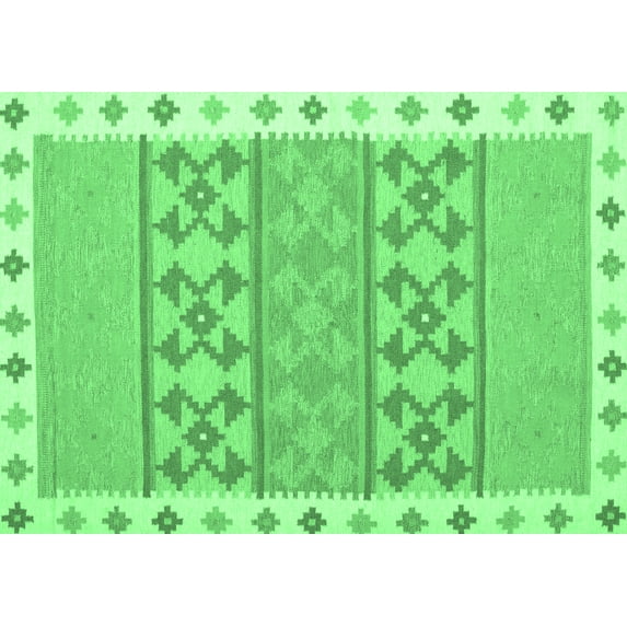 Ahgly Company Indoor Rectangle Abstract Emerald Green Contemporary Area Rugs, 6' x 9'