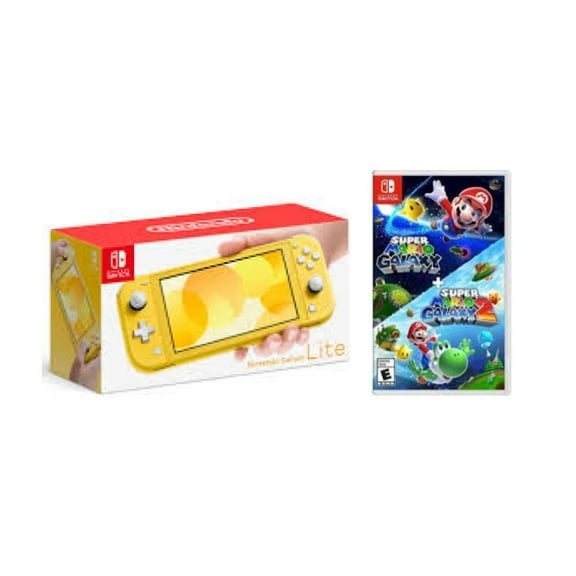 Nintendo Switch Lite Yellow Gaming Console with Super Mario Galaxy 2 Bundle (Region Free)