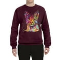 thumbnail image 2 of Wild Bobby Dean Russo Colorful Cat Abyssinian Cat Lover Unisex Crewneck Graphic Sweatshirt, Maroon, 3X-Large, 2 of 5