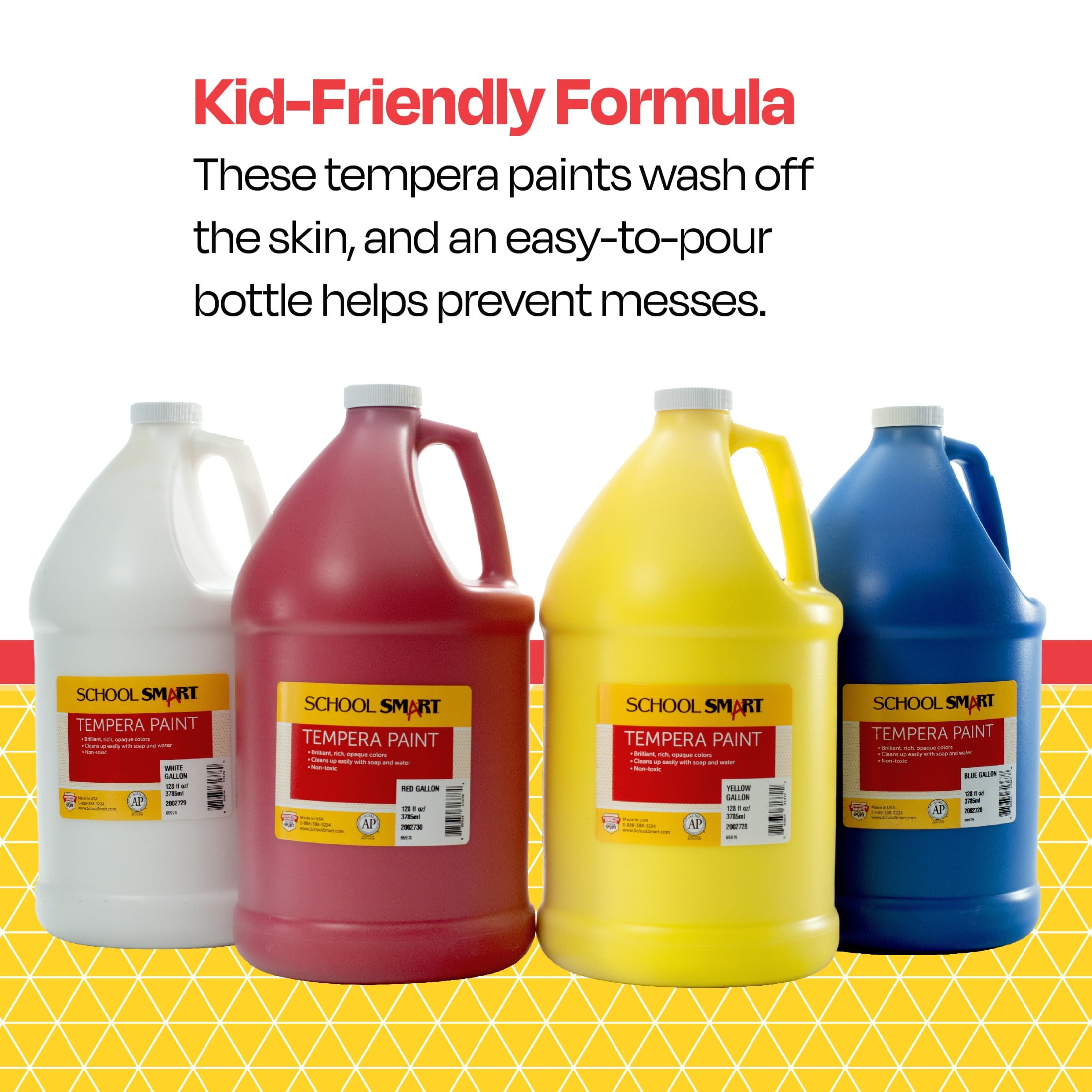 Tempera Paints, Assorted Colors, Gallon Set of 4