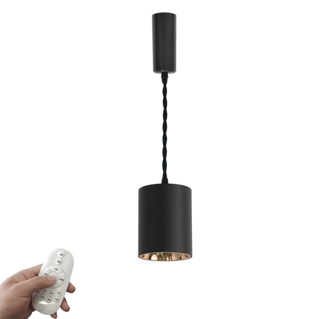 FSLiving 3.2 Ft Adjusted Cord Without Tools H-Type Tracking Light Stepless Dimming Remote Control 7W LED Spot Light Cylindrical Gold Metal Shade Hanging Light for Corridor Office(No Track)-1 Pack