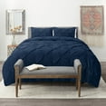 thumbnail image 6 of Nestl Down Alternative Comforter Set with Pillow Shams, Pinch Pleated Comforter, 3-Piece Bedding Set, Queen/Full, Navy, 6 of 6