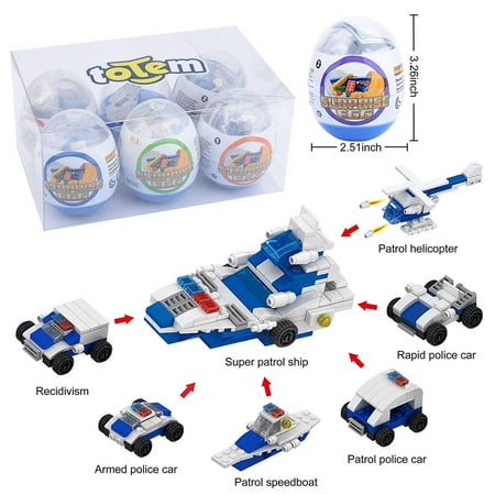 - 6 Filled Easter Egg Building Toys - Police Vehicle Set - Age 6-12 Learning Educational Inside 3