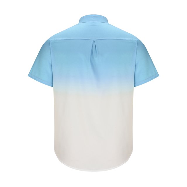 Birdeem Adult Fashion Men Button Gradient Printing Short Sleeve Tops T-Shirt Loose