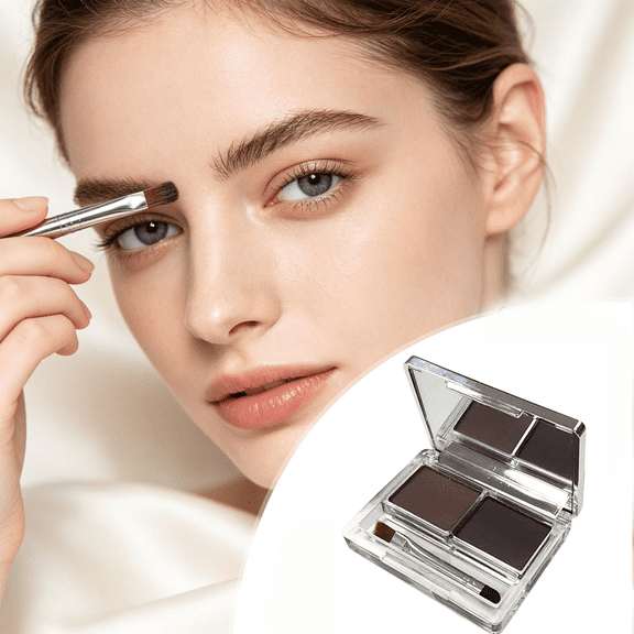 Long-Lasting 2-Color Eyebrow Kit for Women, Blendable Waterproof Matte Brown Brow Dye for Women Powder Palette with Dual‑End Brush, for Black & Deep Dark Hair by XSAOP