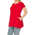 thumbnail image 2 of Women's Plus Size Casual Solid Short Sleeve Round Neck Tunic Tops with Side Pockets, 2 of 6