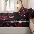 thumbnail image 5 of Homewish Spooky Halloween Skull Zipper Queen Comforter Set with Fitted Sheet and 2 Pillowcases,Red Rose Floral Zipper Bedding Set,Black Reversible,4pcs, 5 of 8