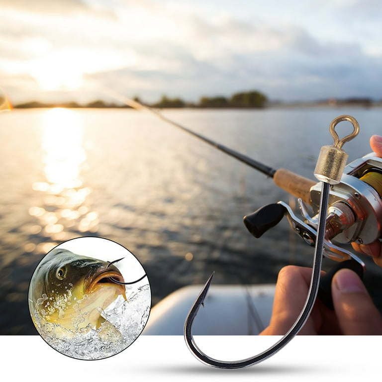 5Pcs Fishing Hooks with Swivel Rotating Sharp Barb Fixing Fishes Heavy Duty  Carp Fishhooks for Outdoor Fishing 