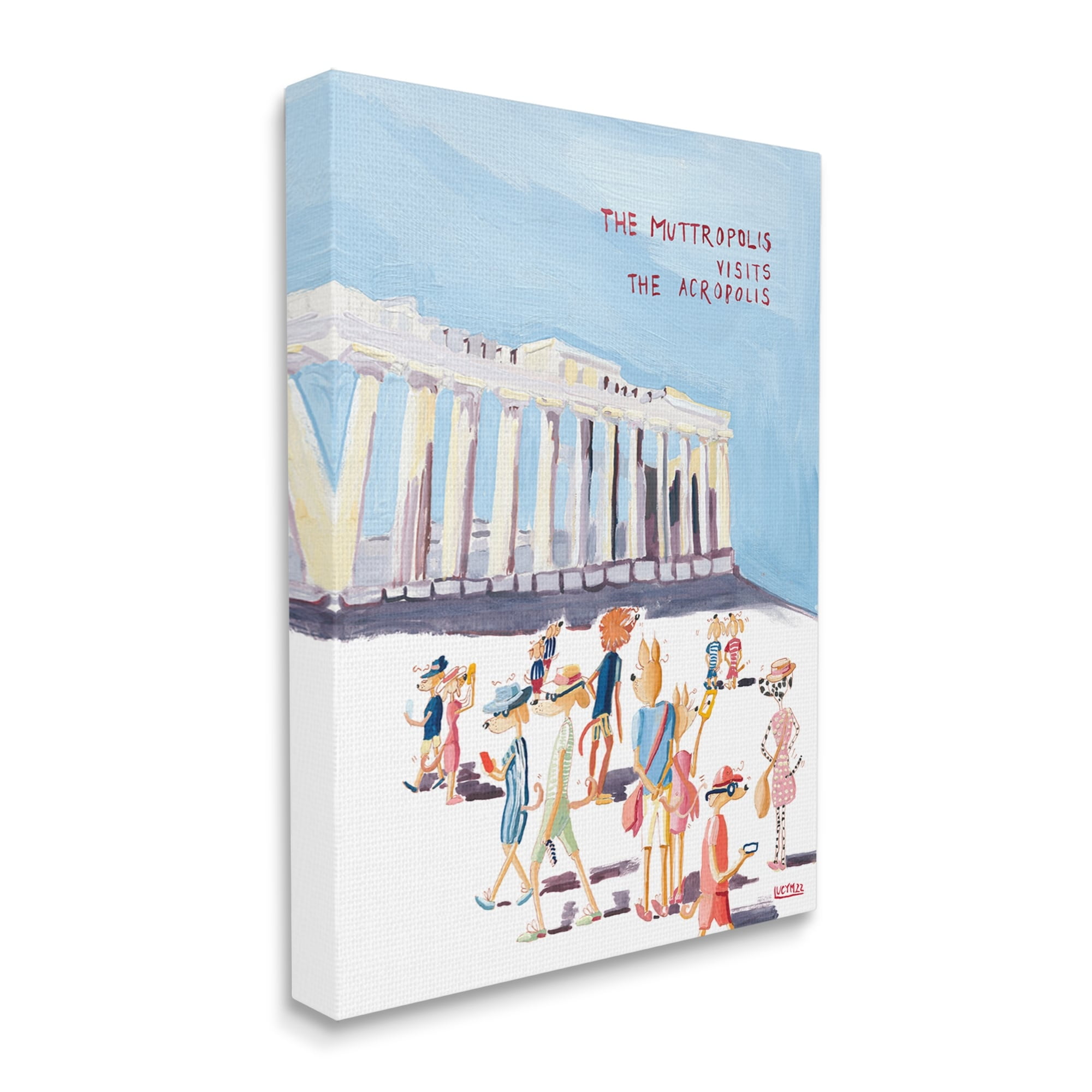 Stupell Industries Muttropolis Visits Acropolis Funny Animals & Insects Painting Gallery Wrapped Canvas Print Wall Art