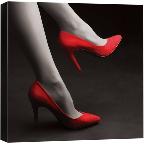 wall26 Canvas Print Wall Art Pop of Color Red High Heels People Fashion Photography Realism Chic Scenic Relax/Calm Multicolor for Living Room, Bedroom, Office - 12"x12"