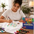 thumbnail image 4 of Permanent Fabric Markers, 36 Colors Wash Resistant Non Toxic Fine Point Pens for Personalizing Apparel, Canvas Bags & Textile DIY Creations, 4 of 5