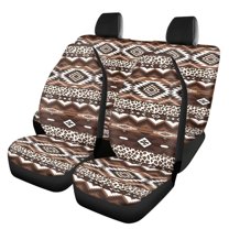 KUIFORTI Fashion Aztec Car Seat Cover 4 PCS ,Car Front Seats and Rear Bench Cove Universal Vehicle Seats Cushion Pad Mat Automotive Interior Protection Accessories