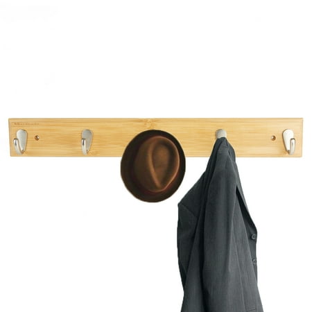 - Mind Reader 5 Hook Mount on the Wall Rack, Coat, Jacket, Scarves, Hats, Umbrella Hanger, Environment Friendly Bamboo, Brown