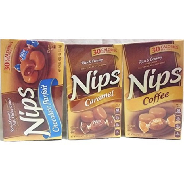 bundle of nips assorted flavors/coffee, chocolate parfait & caramel (3 pack/1 of each) 4 oz each