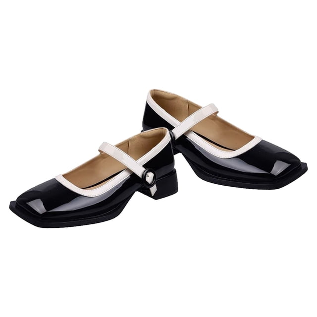 Zapato elegante, zapato de cabeza cuadrada, zapato con hebilla suave para mujer, zapato de cabeza cuadrada, grado profesional