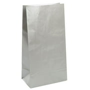 Unique Industries Silver Solid Print Birthday Party Bags, 10 Count