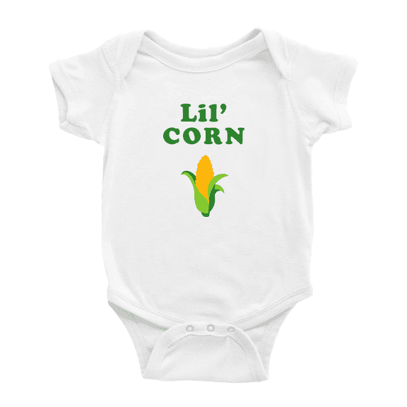 Cute Infant Romper Lil' Corn Vegetable Funny Boy & Gril Jumpsuit (White, 18-24 Months)