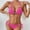 W-Hot Pink, variant on Babysbule Ladies Lace Up Halter Solid Push Up Strap High Cut Bikini Swimsuit Sets Two Piece Swimwear For Women