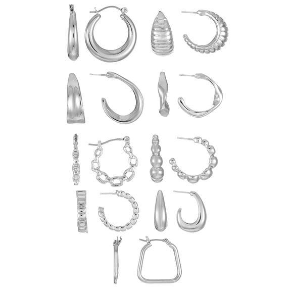 Time and Tru Essential Silver Hoop Set