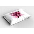 thumbnail image 2 of Ambesonne Love Pillow Sham, Romantic Ink Calligraphy, 26" X 20", Pink Black White, 2 of 2