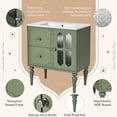 thumbnail image 2 of 30" Vintage Bathroom Vanity, Wood Storage Cabinet with Single Sink, Freestanding Bathroom Vanities with Glass Door and Drawers, Undermount Rectangular Ceramic Sink, 2 of 5