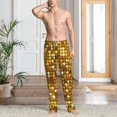 thumbnail image 6 of Lsque Bright Shiny Golden Print Men's Pajama Pants, Lounge Pant - Comfortable Home Wear,Elastic Waistband, Stylish Design-Small, 6 of 9