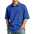 thumbnail image 3 of Hearthz Polo Shirts for Men Lapel Collar Men's Shirts Short Sleeve Breathable Business Big and Tall Golf Polos for Men with Pocket Blue XXXL, 3 of 10