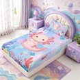 thumbnail image 2 of Manfei Cartoon Axolotl Twin Fitted Sheet,Watercolor Animals Pattern Bedding,2pcs,1 Fitted Sheet and 1 Pillowcase, 2 of 4