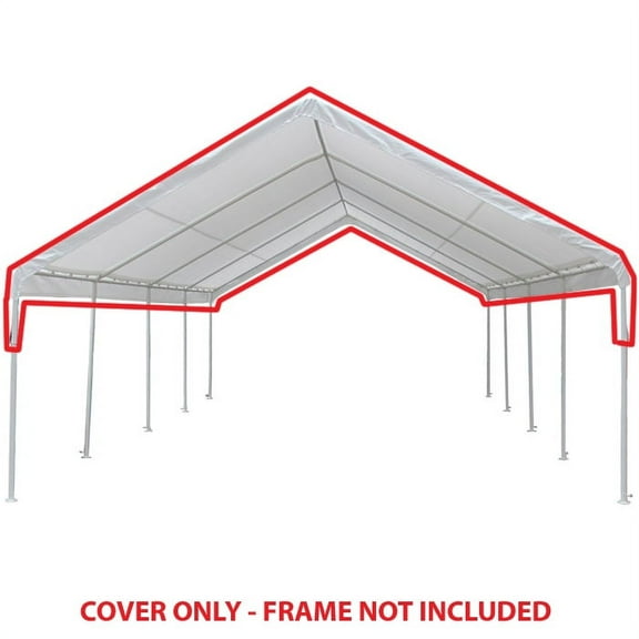 King Canopy 18' x 27' White Drawstring Carport Canopy Cover