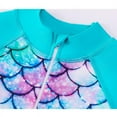 thumbnail image 3 of Girls One-Piece Zip Swimsuit Mermaid Sun Protection Swimwear Long Sleeve Bathing Suits, 3 of 7