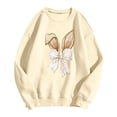 thumbnail image 4 of Easter Women's Sweatshirt Cute Bunny Bow Print Casual Versatile Hoodless Sweatshirt Beige L, 4 of 4