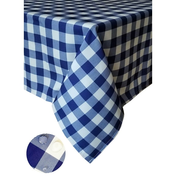 Tektrum 100% Polyester Waterproof 60 X 60 inch 60"X60" Square Checker Checkered Tablecloth Table Cover - Spill Proof/Stain Resistant/Wrinkle Free/Heavy Duty - Camping Picnic (Blue and White)
