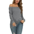 thumbnail image 2 of PPYOUNG Womens Off Shoulder Long Sleeve Blouses Casual Tunic Tops, 2 of 4