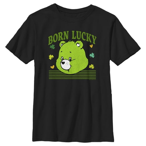 Boy's Care Bears St. Patrick's Day Good Luck Bear Born Lucky Graphic Tee Black X Small