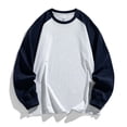 thumbnail image 4 of XRoczxe Men Raglan Color Block Long Sleeve T-Shirt, Casual Crew Neck Contrast Pullover Top, Loose Fit Basic Layer Shirt for Winter Daily Wear White, 4 of 6