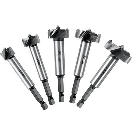 

Wood Drill Bits Set of 5 Wood Cutters Shaper with Hexagonal Handle Adjustable Positioning HSS Carbide Hole Saw for Solid Wood Cork Splint Plywood(15 20 25 30 35mm)