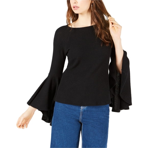 Sage The Label Womens Ribbed Pullover Blouse, Black, X-Large