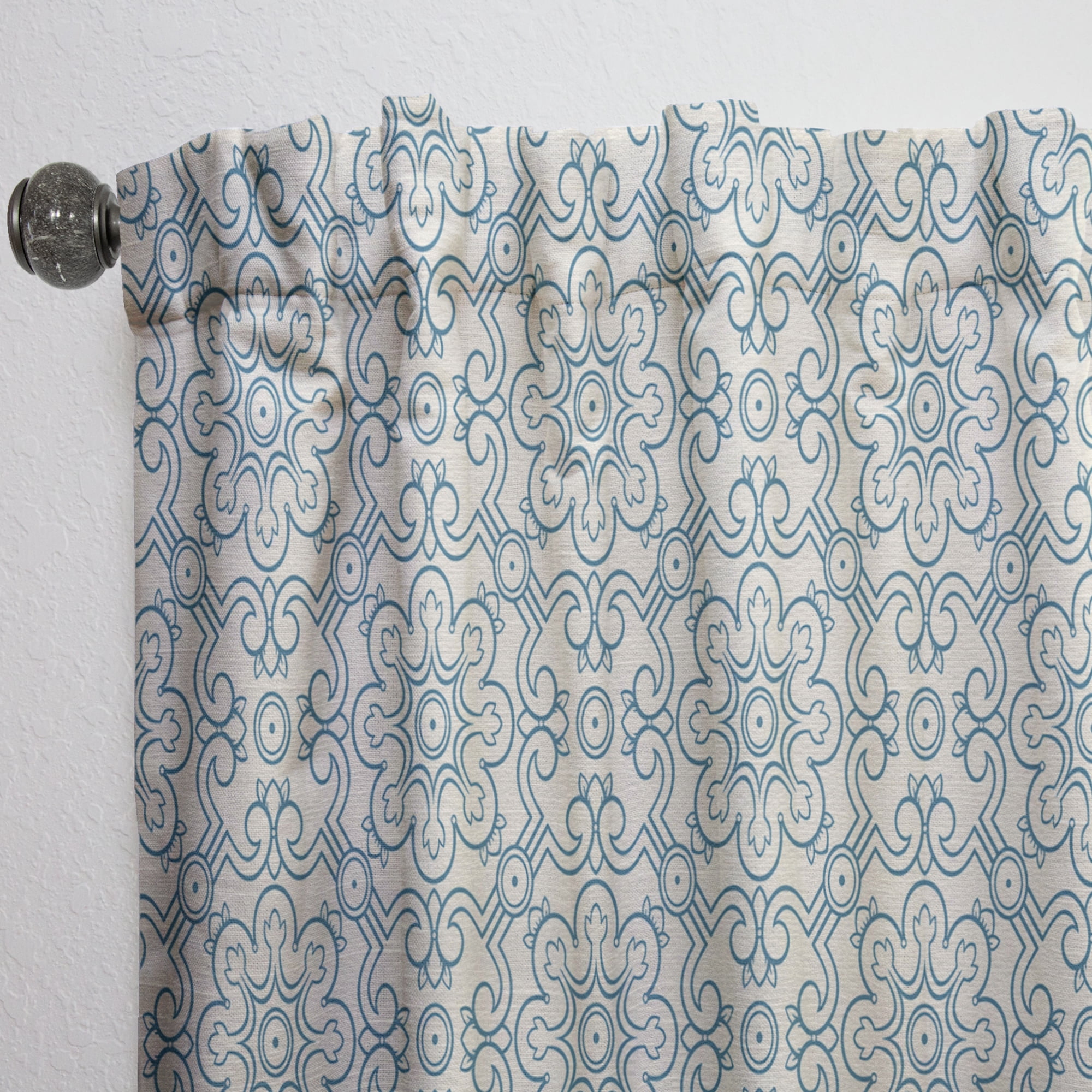 Designart 'Retro Pattern Over Floral V' Mid-Century Modern Curtain Panel