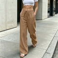 thumbnail image 5 of Vynhevius Women's Solid Pants Drawstring Elastic Waist Wide Leg Pockets Loose Casual Trousers, 5 of 6
