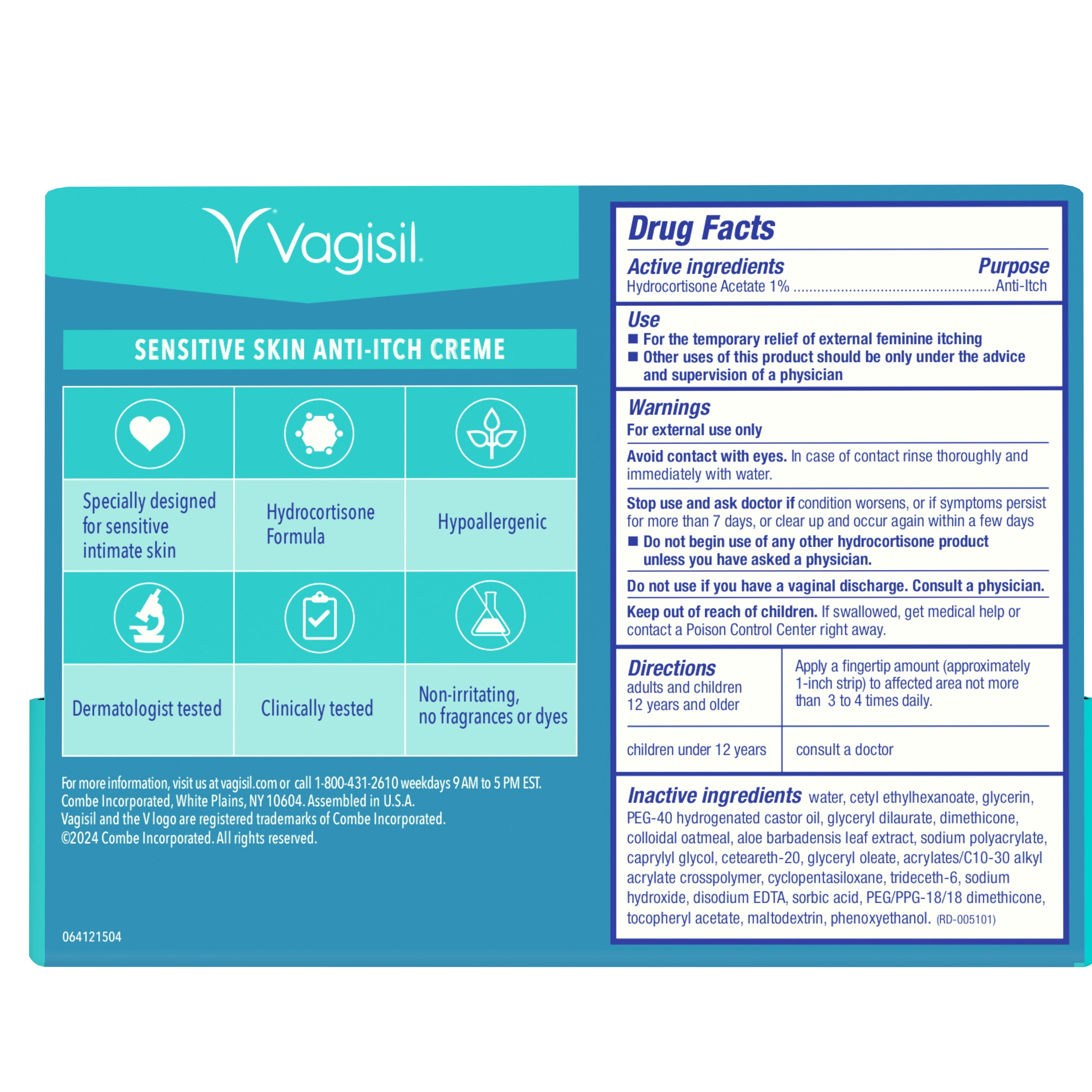 (3 pack) Vagisil Sensitive Skin Anti-Itch Cream for Women, with Hydrocortisone, Helps relieve Yeast Infection Irritation, Soothes & Cools, 1oz