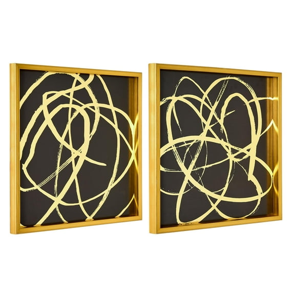 American Art Decor Golden Skate Framed 2-Piece 20" x 20" Wall Decor Set