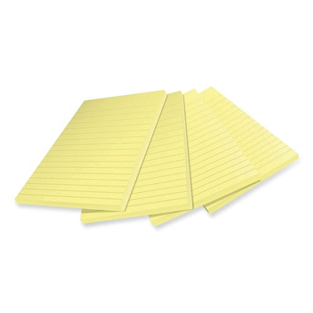 100% recycled paper super sticky notes, ruled, 4" x 6", canary yellow, 45 sheets/pad, 4 pads/pack | Bundle of 5 Packs