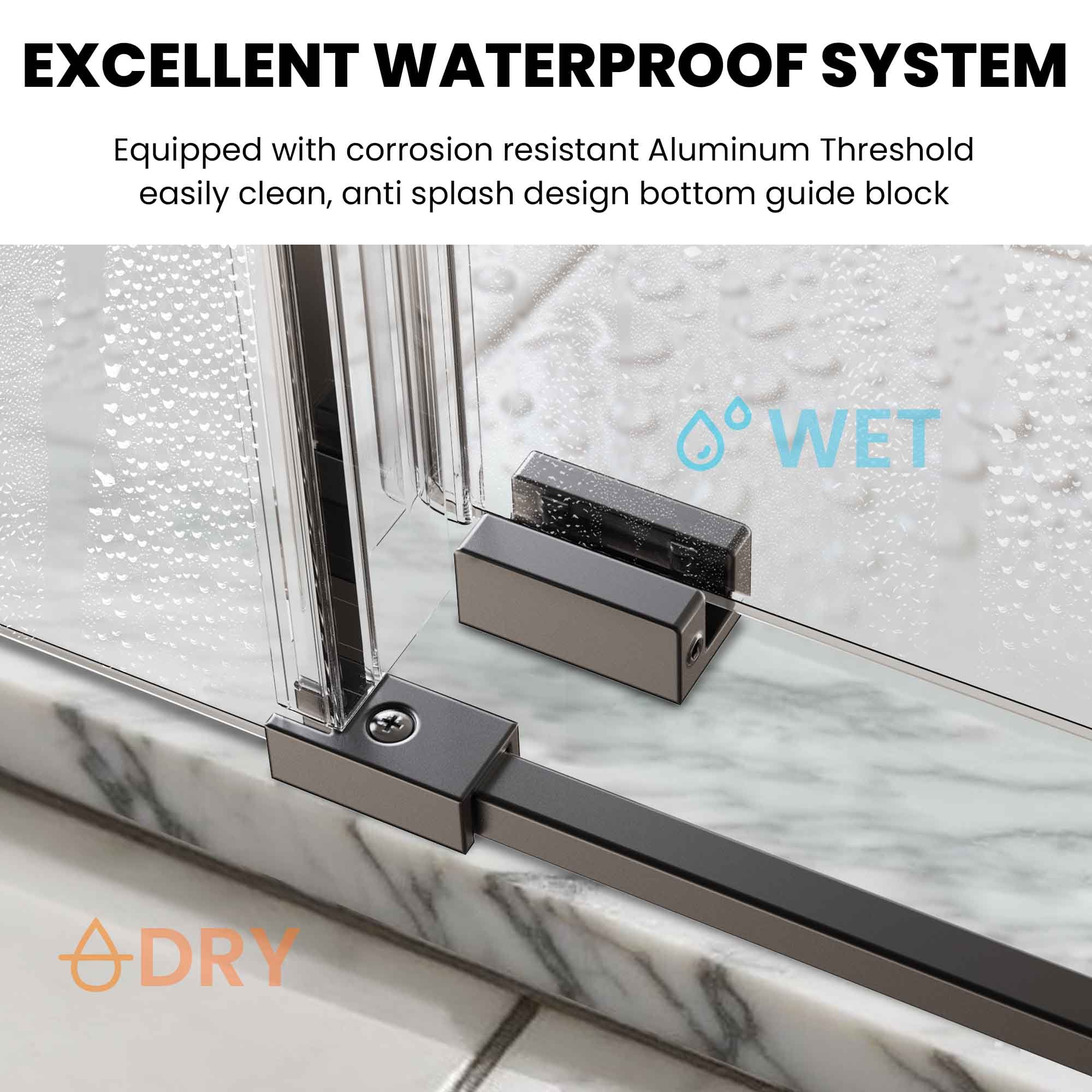 Leumius 56"-60"W X 60"H FramelessSingle Sliding Shower Door -5/16" (8mm) Clear TemperedGlass,Bypass Design,Matte Black