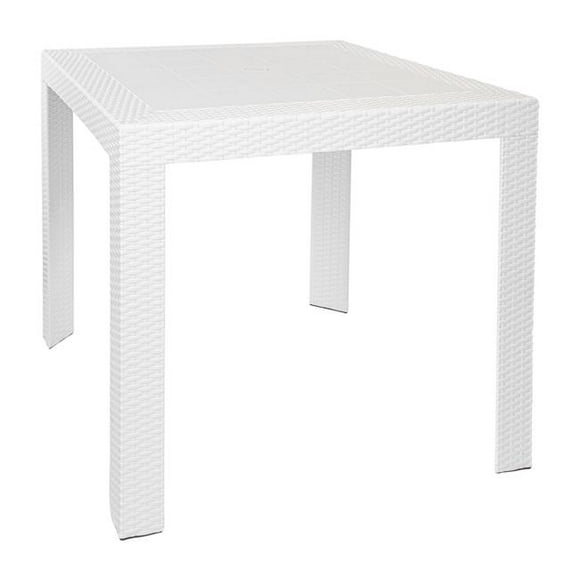 LeisureMod MT31W 28 x 31 x 31 in. Mace Weave Design Outdoor Dining Table&#44; White