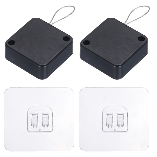 Unique Bargains Punch Free Automatic Sensor Door Closer ABS Closer with Steel Wire 400G Black 2 Set