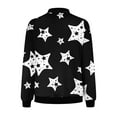 thumbnail image 3 of Oplxuo Full Zip Jacket for Women All Over Stars Printed Casual Long Sleeve Lightweight Windbreaker Coat Outerwear with Pockets, 3 of 4