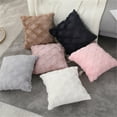 thumbnail image 3 of Juego de 2 fundas de almohada de piel sintética supersuaves de estilo lujoso, fundas de almohada decorativas de terciopelo para cojín, sofá cama, sala de estar, cuadrado, 18 x 18 pulgadas Ormromra LRWJ225-2, 3 of 5