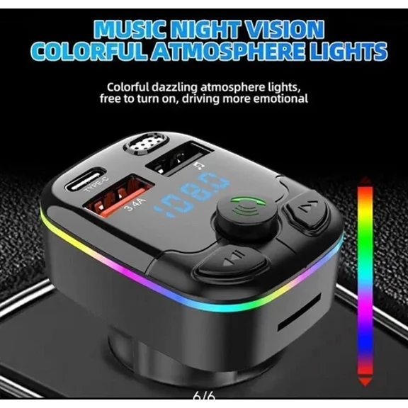 Bluetooth 5.0 Car Wireless Fm Transmitter Adapter Usb Pd Charger Aux Hands-Free